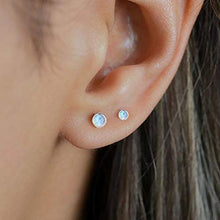 Load image into Gallery viewer, Angol Sterling Silver Moonstone Stud Earrings for Women Girls, 925 Hypoallergenic Rainbow Moonstone Earrings, 5MM Tiny Cute Round Natural Gemstone Earrings Birthday Christmas Gift with Box (White, 5)
