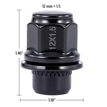 Load image into Gallery viewer, M12x1.5 Lug Nuts with Mag Seat, 13/16" 21mm Hex 1.46x1.18 in. Blackened Wheel Lug Nuts Compatible with Toyota Lexus Scion Isuzu, Set of 24