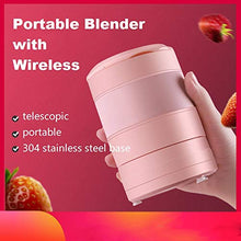 Load image into Gallery viewer, Portable Blender, Telescopic Personal Blender for Shakes and Smoothies, Mini Jucier Cup USB Rechargeable Strong Power Small Blender for Home Office Sports Travel Outdoors (pink)