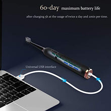 Load image into Gallery viewer, Sporzin Electric Toothbrushes for Adults Sonic Toothbrush Electronic Toothbrush USB Charging Last 60 Days 5 Modes 3 Intensities Smart Timer with 2 Dupont Brush Heads & Travel Case Toothbrush Holder