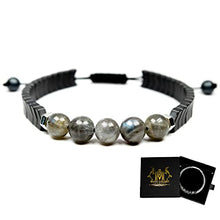 Load image into Gallery viewer, Radiant Labradorite and Hematite Bracelet - Handcrafted Gemstone Beaded Jewelry for Men & Women