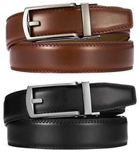 Load image into Gallery viewer, Click Belts for Men Comfort 2 Packs 1 1/4", CHAOREN Ratchet Dress Belt with Adjustable Slide Buckle, Trim to Fit in Gift Set