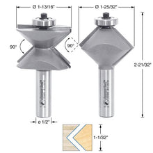 Load image into Gallery viewer, Amana Tool - 55466 2Piece Carbide Tipped Edge Banding 90 Deg x 1-25/32 Dia x 1-1/32 x 1/2