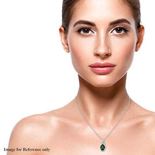 Load image into Gallery viewer, Platinum Plated 925 Sterling Silver Oval Chrome Diopside White Zircon Necklace Pendant Wedding Jewelry for Women Gift Size 18" Ct 0.8