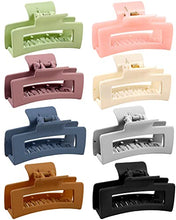 Load image into Gallery viewer, 8pcs Hair Clips Set, Non-slip Hair Claw Clips Rectangle Claw Clips 3.5 in. Acrylic Banana Claw Clips Matte Hair Clips Hair Clamps Hair Styling Accessories for Women Girls Thin to Thick Hair, 8 Colors.