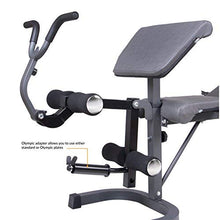 Load image into Gallery viewer, Body Champ BCB5860 Olympic Weight Bench with Preacher Curl, Leg Developer and Crunch Handle, Dark Gray/Black