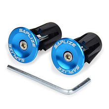 Load image into Gallery viewer, SAPLIZE Bike Handlebar Grips, Ergonomic Design, PR11 (Black, Blue Rings, with Aluminium End Caps)