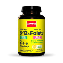 Load image into Gallery viewer, Jarrow Formulas Methyl B-12 & Methyl Folate - 100 Chewable Tablets, Lemon - Bioactive Vitamin B12 & B9 - Supports Energy Production, Brain Function & Metabolism - Gluten Free - 100 Servings