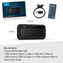 Load image into Gallery viewer, Crucial X8 1TB Portable SSD – Up to 1050MB/s – USB 3.2 – External Solid State Drive, USB-C, USB-A – CT1000X8SSD9
