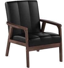 Load image into Gallery viewer, Baxton Furniture Studios Nikko Mid-Century Modern Scandinavian Style Faux Leather Wooden Lounge Chair, Black