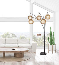 Load image into Gallery viewer, Artiva USA LED805588ORB Bali Hancrafted Rattan LED Arched Floor Lamp with Dimmer, 88", Oil-Rubbed Bronze
