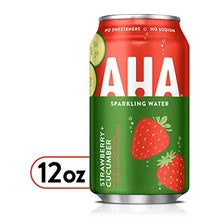 Load image into Gallery viewer, AHA Sparkling Water, Strawberry Cucumber Flavored Water, Zero Calories, Sodium Free, No Sweeteners, 12 fl oz, 8 Pack