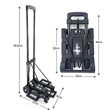 Load image into Gallery viewer, Folding Hand Truck Iron Tube Pull Rod Folding Cart Foldable Trolley with Wheels Utility Portable Lightweight Expandable Large Chassis Foldable into Backpack