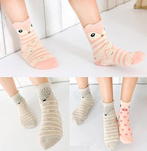 Load image into Gallery viewer, Hzcojulo Kids Toddler Big Little Girls Fashion Cotton Crew Cute Socks -5 Pairs Gift Set,Multicolor-BOV,Shoe size 13-3.5/L/7-10 Years
