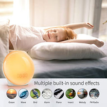 Load image into Gallery viewer, Sunrise Alarm Clock, Wake Up Light Full Screen, Fluent Color No Shadow, 320 Lux Sunrise Simulation, Digital Alarm Clock for Bedrooms Radio Heavy Sleepers Adults Kids, 8 Nature Sounds & Snooze(1Pack)