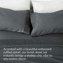 Load image into Gallery viewer, Bedsure Queen Size Sheets- Ruffled Embossed Bed Sheet Set - Soft Brushed Microfiber, Wrinkle Resistant Sheet - 14 inches Deep Pocket - 4-Pieces (Dark Grey)