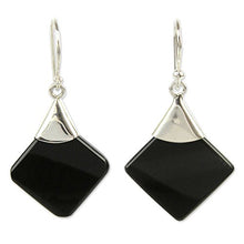 Load image into Gallery viewer, NOVICA Geometric Obsidian .925 Sterling Silver Dangle Earrings, Synthesis'