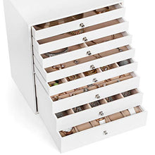 Load image into Gallery viewer, SONGMICS Jewelry Box, 8-Layer Large Jewelry Case, Ideal for Necklaces, Earrings, Sunglasses, Bracelets, Watches, White UJBC11WT