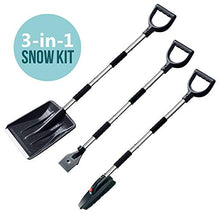 Load image into Gallery viewer, multifun Snow Shovel Kit, 3-in-1 Snow Shovel with Ice Scraper and Snow Brush, 3 Piece Collapsible Design Portable Emergency Snow Shovel Set for Car Truck Camping and Other Outdoor Activities