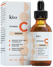 Load image into Gallery viewer, KIZZ Vitamin C Serum - Facial Skin Care Formulated with Hyaluronic Acid, Vitamin E, Aloe, Jojoba Oil & Witch Hazel - For Brightening & Moisturizing Skin - Helps Lift Fine Lines, Wrinkles - 2 fl. Oz