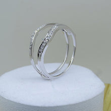 Load image into Gallery viewer, Dazzlingrock Collection 0.12 Carat (ctw) 10K Round White Diamond Ladies Enhancer Guard Wedding Band, White Gold, Size 7