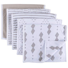 Load image into Gallery viewer, Baby Burp Cloth, Ultra Absorbent Reversible Jersey Cotton Large Burp Cloths, Cloth Diapers 20" x 12" 5 Pack (Taupe Grey)