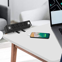 Load image into Gallery viewer, Desk Clamp Power Strip with 4 USB Charging Ports, Desktop Edge Mount Outlets, Removable Desk Mount Multi-Outlets,Power Socket Connect 4 AC Outlet for Home Office Reading
