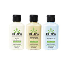 Load image into Gallery viewer, Hempz Original, Sweet Pineapple & Honey Melon, and Triple Moisture Travel Size Moisturizers, Pure, Natural & Herbal Hemp Seed Lotion for Dryness, 2.25oz, 3-Pack Bundle