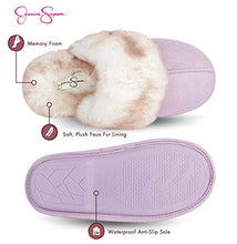 Load image into Gallery viewer, Jessica Simpson Women's Comfy Faux Fur House Slipper Scuff Memory Foam Slip on Anti-skid Sole, Lilac, Large