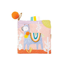 Load image into Gallery viewer, Manhattan Toy Llama Themed Soft Baby Activity Book with Squeaker, Crinkle Paper and Baby-safe Mirror