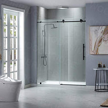 Load image into Gallery viewer, WOODBRIDGE MBSDC6076-MBL Frameless Sliding Glass Shower Door | 56"-60"W x 76"H | Matte Black Finish