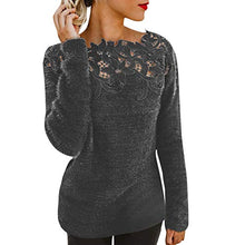 Load image into Gallery viewer, Women Fluffy Sweater Pullover Blouse Long Sleeve Hollow Out Autumn Winter Fashion Casual Tops Shirts Daorokanduhp