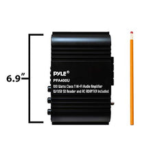 Load image into Gallery viewer, Class-T HiFi Power Audio Amplifier - 100W Dual Channel Surround Sound Stereo Receiver Box w/ USB, RCA, 12V Adapter - For Subwoofer Speaker, iPhone, Home Theater, PA System - Pyle PFA400U