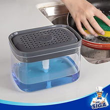 Load image into Gallery viewer, MR.SIGA Dish Soap Dispenser for Kitchen, 2 in 1 Premium Soap Dispenser and Sponge Holder, Dishwashing Soap Pump Dispenser for Kitchen Countertop, Grey