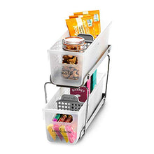 Load image into Gallery viewer, madesmart 2-Tier Organizer Bath Collection Slide-out Baskets with Handles, Space Saving, Multi-purpose Storage & BPA-Free, Mini, Frost-With Dividers