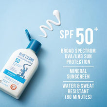 Load image into Gallery viewer, BLUE LIZARD Sensitive Mineral Sunscreen with Zinc Oxide, SPF 50+, Water Resistant, UVA/UVB Protection with Smart Bottle Technology - Fragrance Free, 5 oz