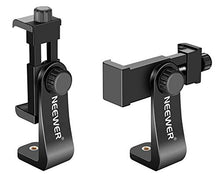 Load image into Gallery viewer, Neewer 2 Packs Smartphone Holder Vertical Bracket with 1/4-inch Tripod Mount - Phone Clip Tripod Adapter for iPhone Xs MAX/XS/XR/X/ 8, Samsung S9+/ S9/ S8 and Other Phones Within 1.9-3.9 inches Width