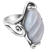 Load image into Gallery viewer, Carolyn Pollack Sterling Blue Lace Agate Carved Gemstone Ring Size 07