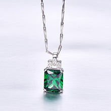 Load image into Gallery viewer, BONLAVIE Women's 6.95ct Created Green Emerald Pendant Necklace 925 Sterling Silver, 18" (Green)