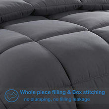Load image into Gallery viewer, EASELAND All Season Oversized Queen Soft Quilted Down Alternative Comforter Hotel Collection Reversible Duvet Insert with Corner Tabs,Winter Warm Fluffy Hypoallergenic,Dark Grey,98 by 98 Inches