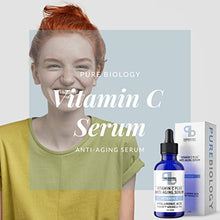 Load image into Gallery viewer, Pure Biology "C+" Vitamin C Serum (30%) with Hyaluronic Acid, Witch Hazel, Vitamin E & Breakthrough Anti Aging, Anti Wrinkle Complex – Lighten Dark Spots, Acne Scars – Men & Women