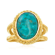 Load image into Gallery viewer, Ross-Simons Turquoise Ring in 18kt Gold Over Sterling. Size 6