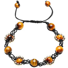 Load image into Gallery viewer, Jewever Handmade Tiger Eye Beads Braided Bracelet for Women 14K Gold Plated Power Energy Healing Crystals Gemstone Friendship Bracelets