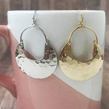 Load image into Gallery viewer, SPUNKYsoul Crescent Hammered Silver Earrings in Gold or Silver for Women (Silver)