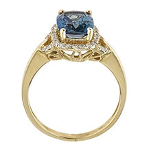 Load image into Gallery viewer, Gin & Grace 10K Yellow Gold Genuine London Blue Topaz Ring with Diamonds for women | Ethically, authentically & organically sourced (Cushion-cut) shaped London Blue Topaz hand-crafted jewelry for her | London Blue Topaz Ring for women