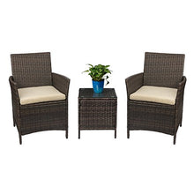Load image into Gallery viewer, Devoko Patio Porch Furniture Sets 3 Pieces PE Rattan Wicker Chairs with Table Outdoor Garden Furniture Sets (Brown/Beige)