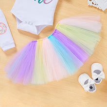 Load image into Gallery viewer, Baby Girl 1st Birthday Cake Smash Outfits Donuts Romper+Tutu Skirt+Headband+Leg Warmers Clothes 4Pcs Set(Colorful 1, 9-12 Months)