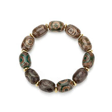 Load image into Gallery viewer, ZenBless Fengshui Protective bracelet Oval Green Tibetan Dzi Beads Bracelet Amulet Bangle Attract Good Luck