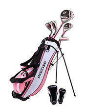 Load image into Gallery viewer, Distinctive Girls Right Handed Pink Junior Golf Club Set for Age 9 to 12 (Height 4'4" to 5') Set Includes: Driver (15"), Hybrid Wood (22, 2 Irons, Putter, Bonus Stand Bag & 2 Headcovers