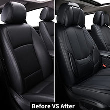 Load image into Gallery viewer, Coverado Front and Back Seat Covers 4 Pieces, Waterproof Nappa Leather Auto Seat Protectors Full Set with Head Pillow, Universal Car Accessories Fit for Most Sedans SUV Pick-up Truck, Black